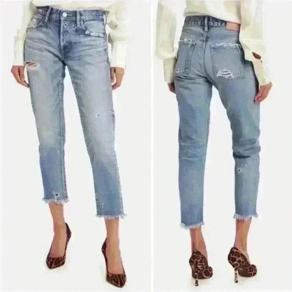 Moussy Kelly Tapered Distressed Skinny Jean in Dark Wash Size 26 - Picture 1 of 13